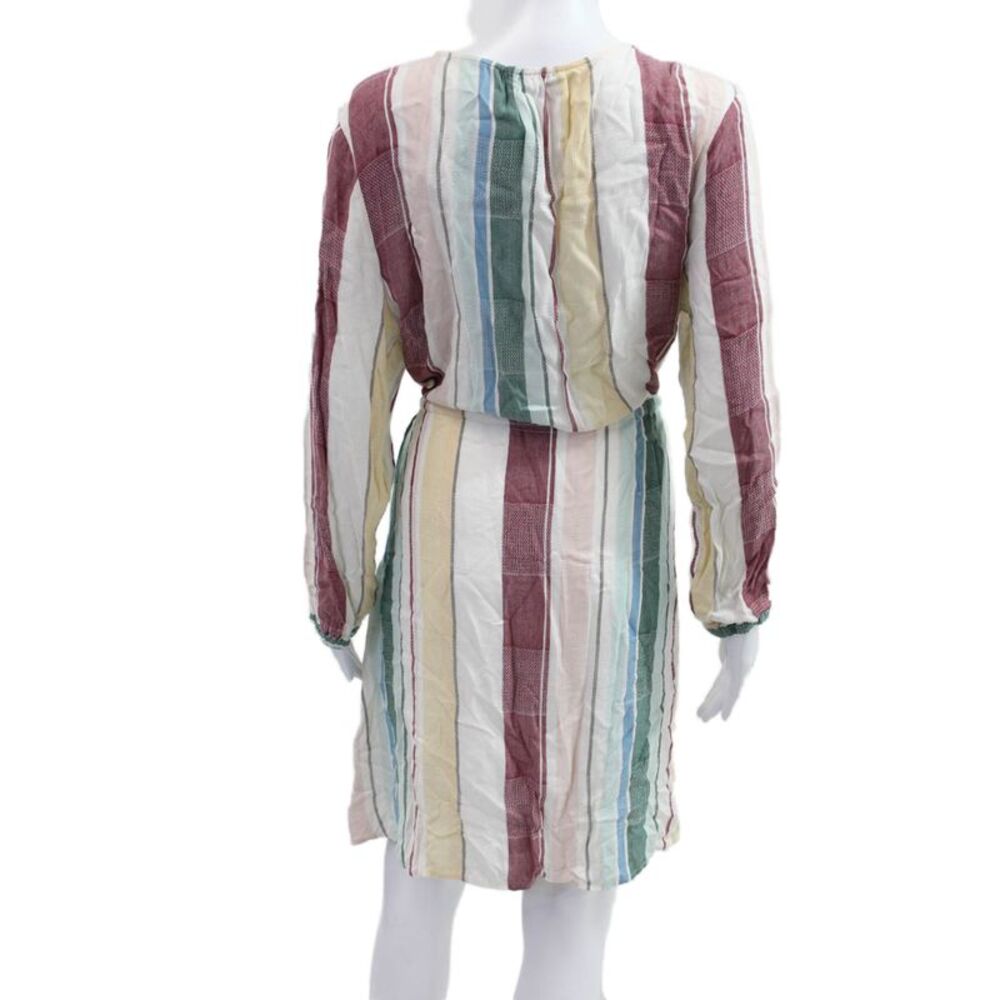 Rails Women Kaftan Dress Green Striped V-Neck Long Sleeve Cotton Blend Size L - Picture 3 of 4